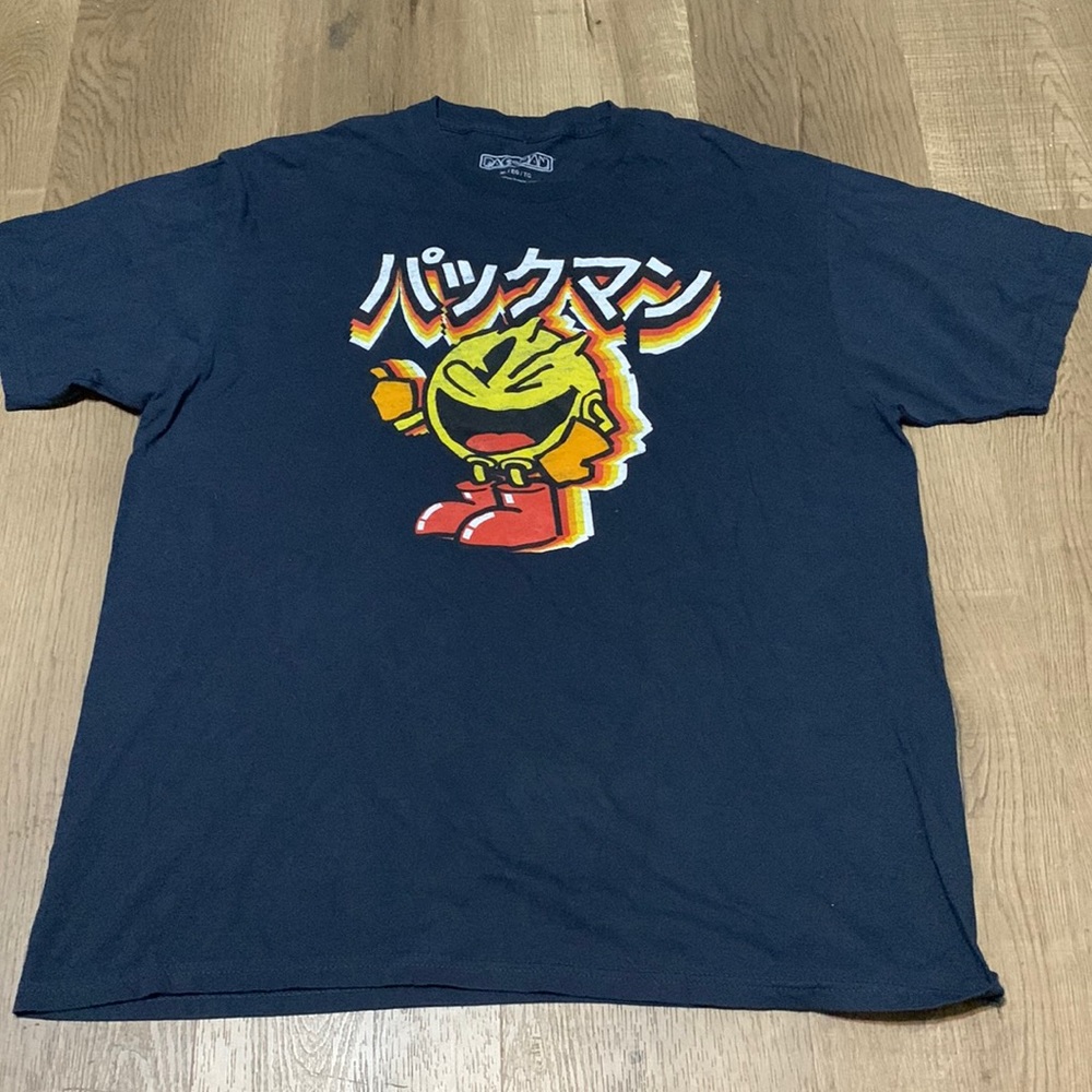 Pac-Man Retro Gaming Blue Short Sleeve Graphic T-Shirt Size XL